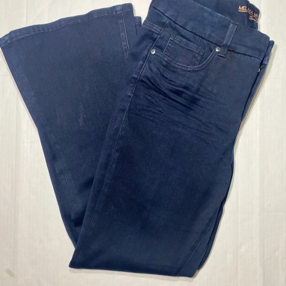 Melissa McCArthy Seven7 Dark Wash Micro Flare 70’s Inspired Jeans Size 16 W - Picture 2 of 16